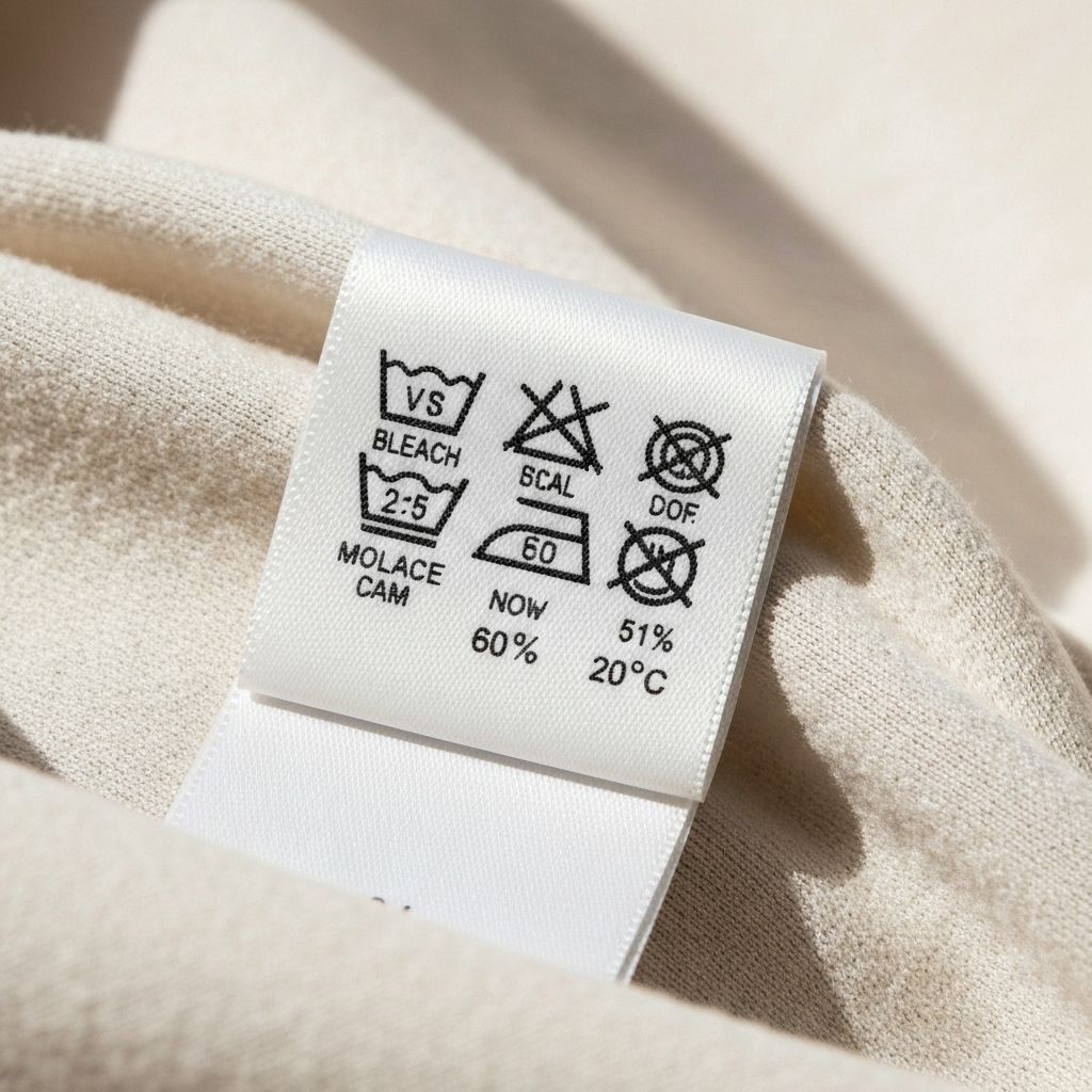 Example of a good care label photo - flat, well-lit, close-up